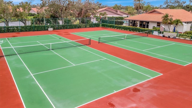 view of tennis court with basketball court