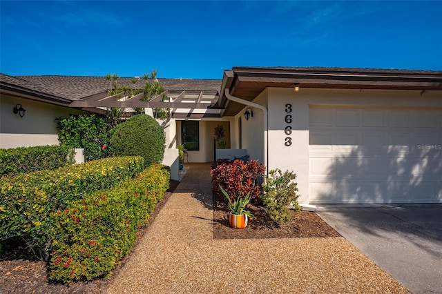 single story home with a garage