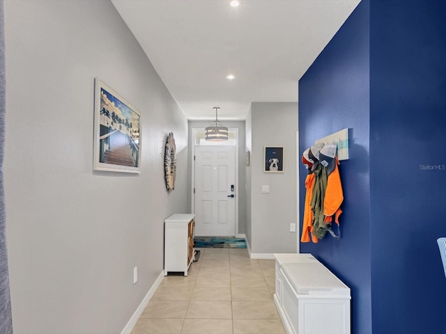 interior space featuring light tile patterned flooring