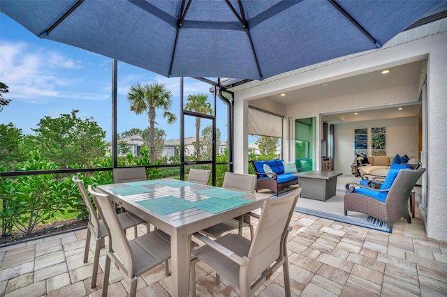 view of patio / terrace with an outdoor hangout area