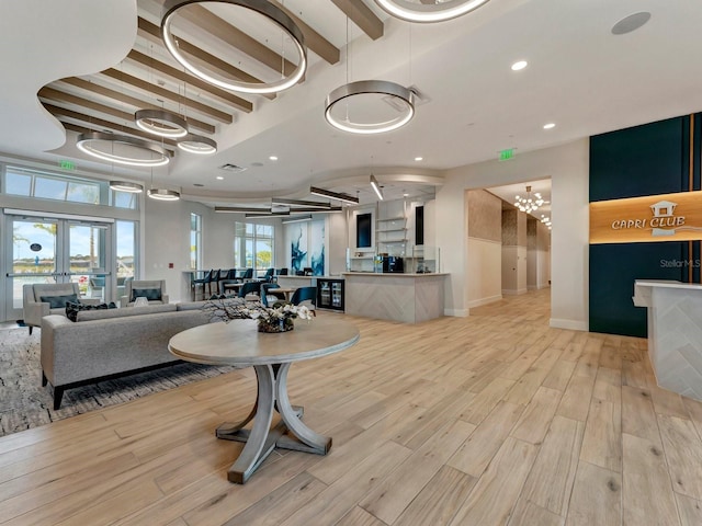 reception featuring an inviting chandelier