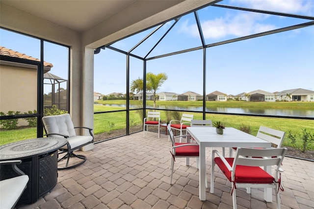 16127 Fortezza Dr, Bradenton, FL 34211 - sunroom / solarium with a water view and a residential view
