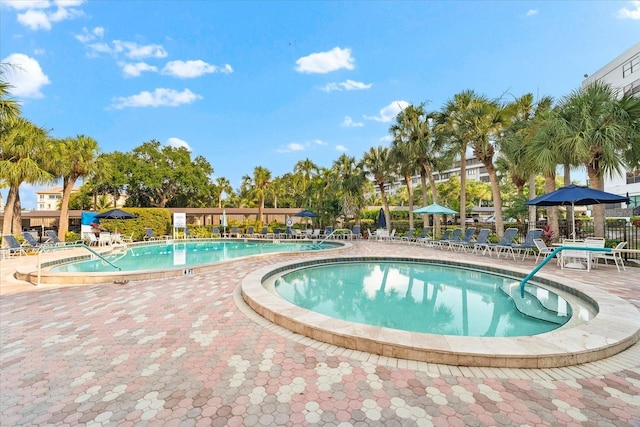 view of pool with a patio