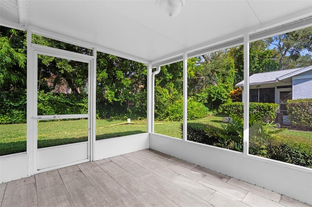 view of unfurnished sunroom