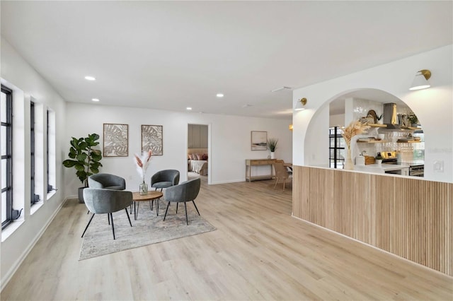 sitting room featuring light wood-type flooring