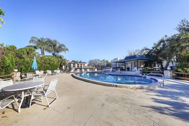 view of pool featuring a patio area