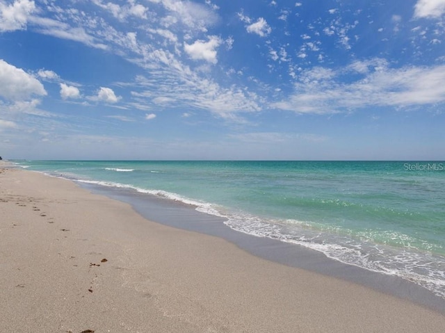 property view of water featuring a view of the beach