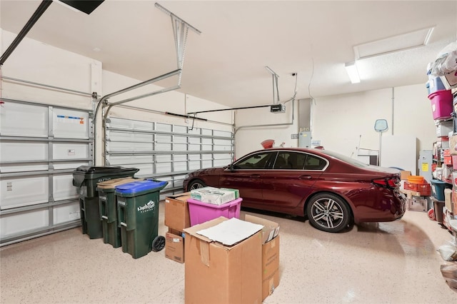 garage with a garage door opener