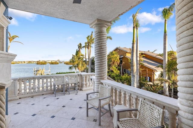 balcony with a water view