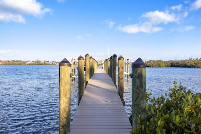 view of dock featuring a water view