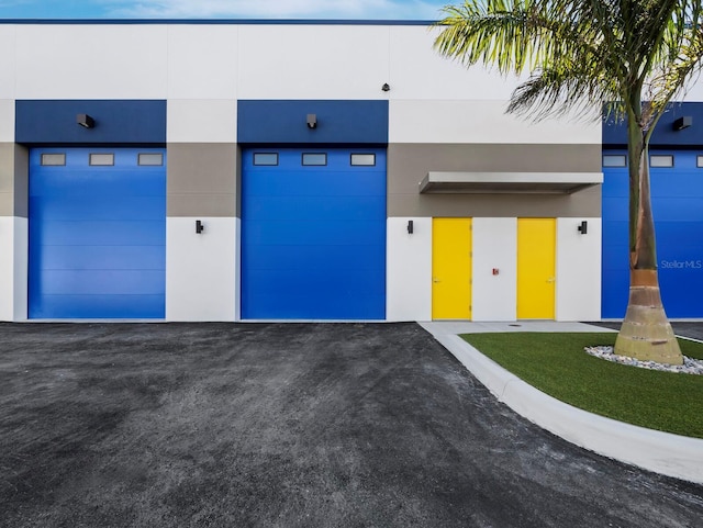 exterior space featuring a garage