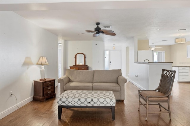 living room featuring light hardwood / wood-style floors