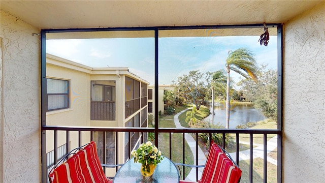 balcony with a water view