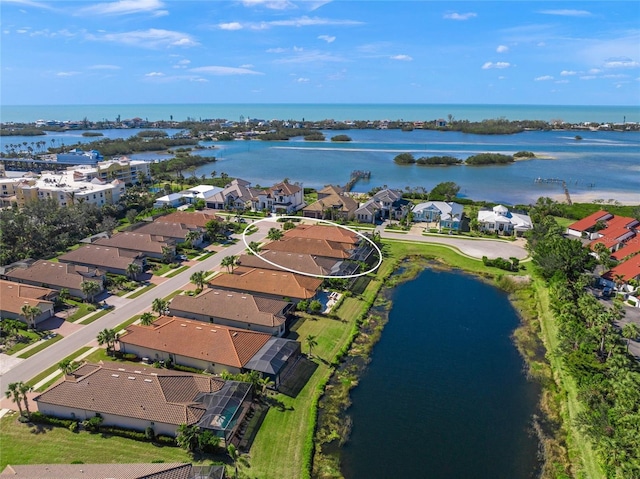 bird's eye view featuring a water view