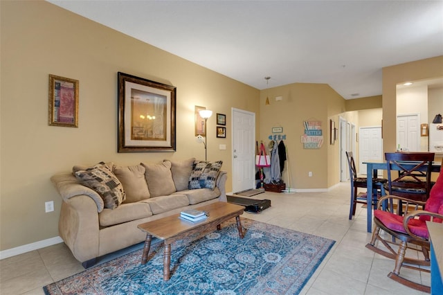 living room with light tile patterned flooring