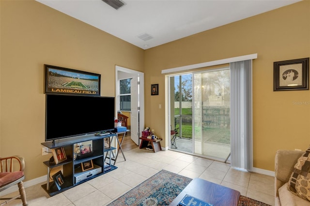 view of tiled living room