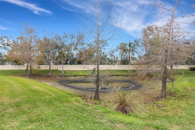 view of yard with a water view