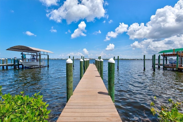 view of dock featuring a water view