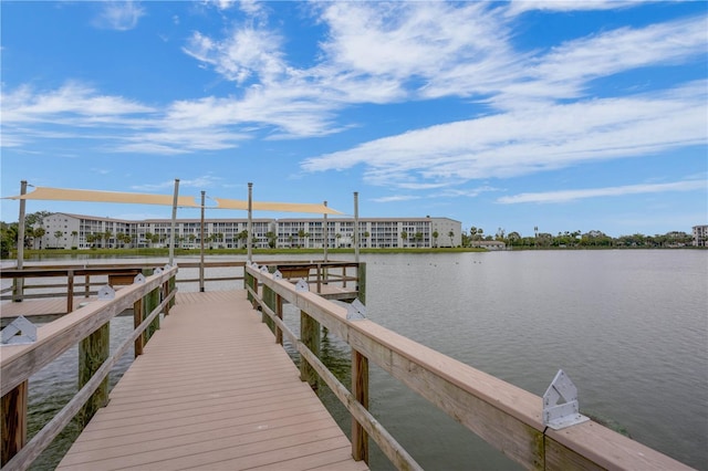 view of dock featuring a water view