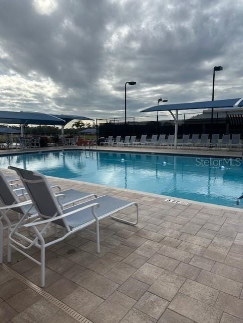 view of pool featuring a patio