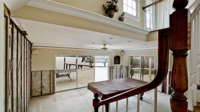 interior space featuring billiards and crown molding