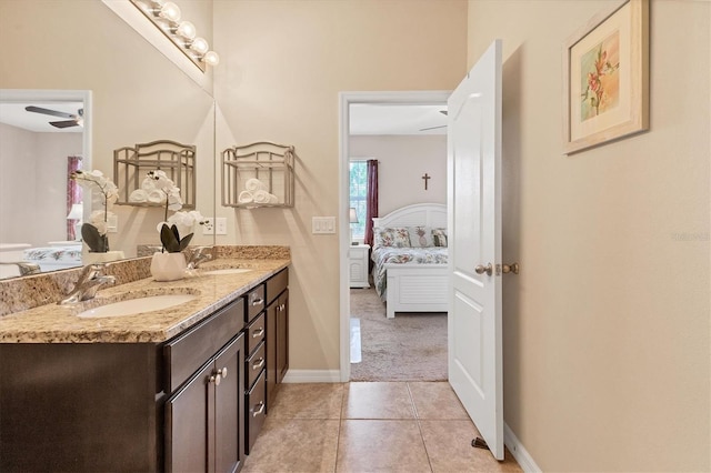 bathroom with vanity and tile patterned floors