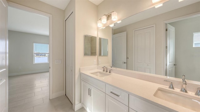 bathroom featuring vanity and tile patterned floors