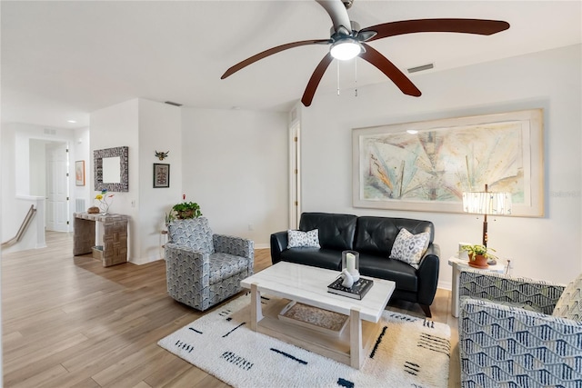 living room featuring light wood-type flooring