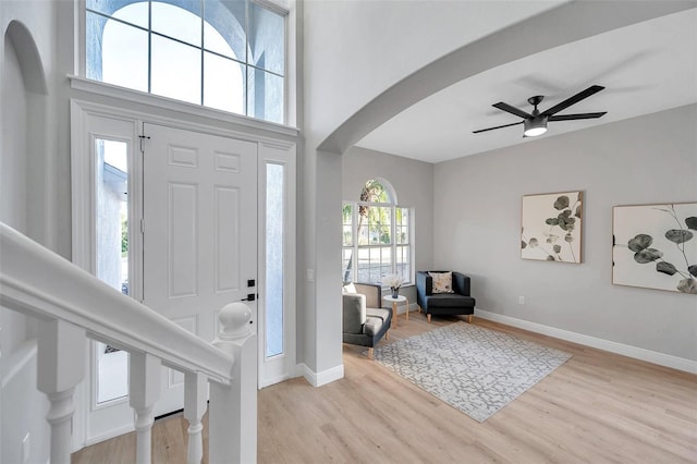 14146 Cattle Egret Pl, Bradenton, FL 34202 - entrance foyer featuring light wood-type flooring and ceiling fan