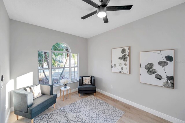 14146 Cattle Egret Pl, Bradenton, FL 34202 - living area featuring ceiling fan and light hardwood / wood-style flooring