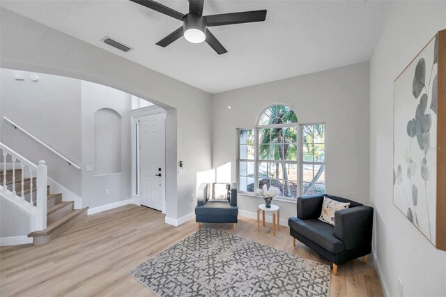 14146 Cattle Egret Pl, Bradenton, FL 34202 - sitting room with ceiling fan and light hardwood / wood-style flooring