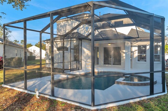 14146 Cattle Egret Pl, Bradenton, FL 34202 - view of pool featuring a lanai, a patio area, and an in ground hot tub