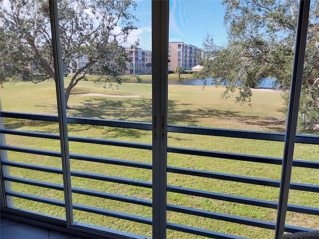 view of yard featuring a water view