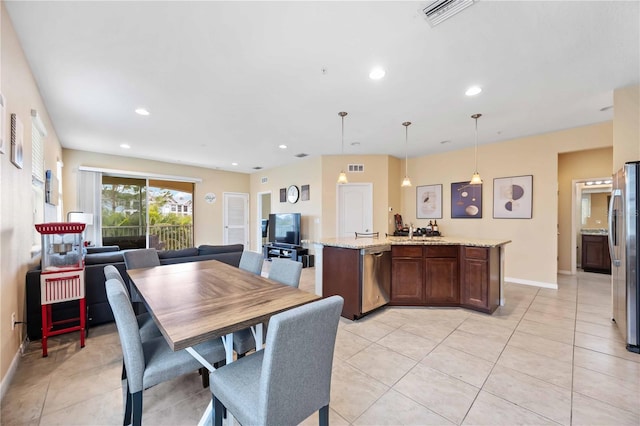 view of tiled dining area