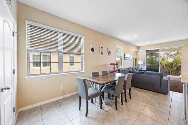 dining room with light tile patterned floors