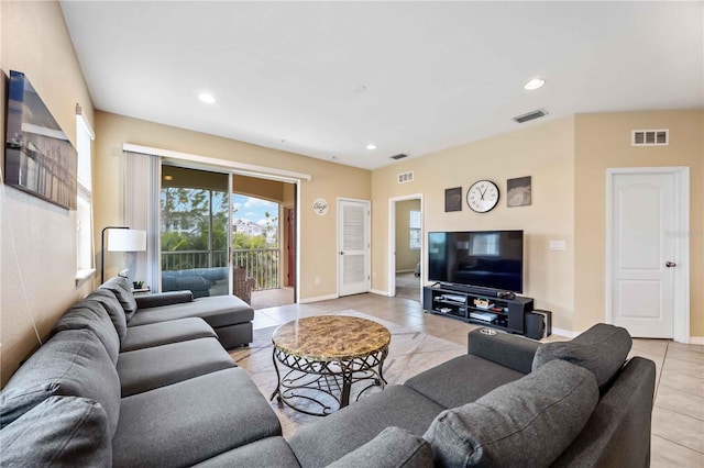 view of tiled living room