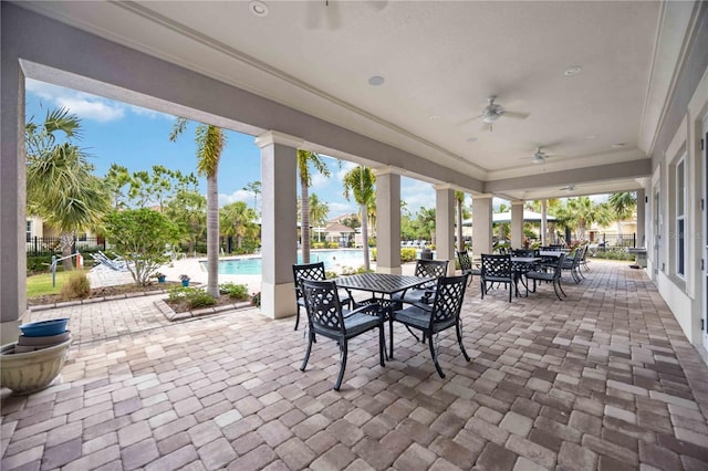 view of patio / terrace with ceiling fan