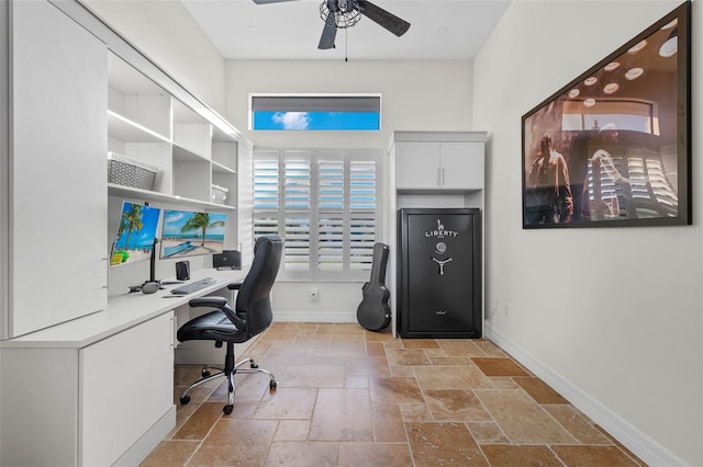 home office with ceiling fan