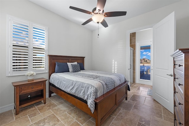 bedroom featuring ceiling fan