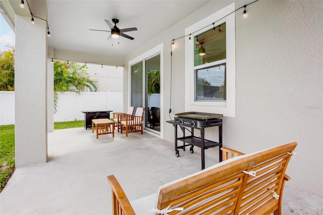 view of patio / terrace with ceiling fan