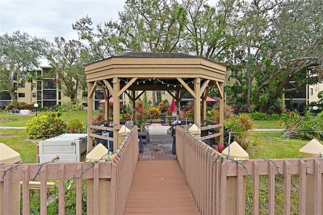 view of community with a gazebo