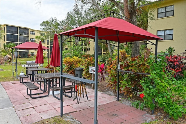 view of patio / terrace featuring a gazebo