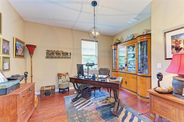 office area with dark wood-type flooring