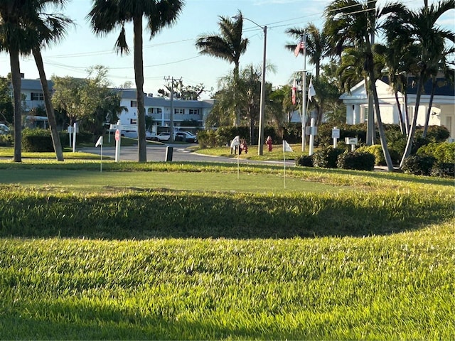 view of property's community featuring a lawn