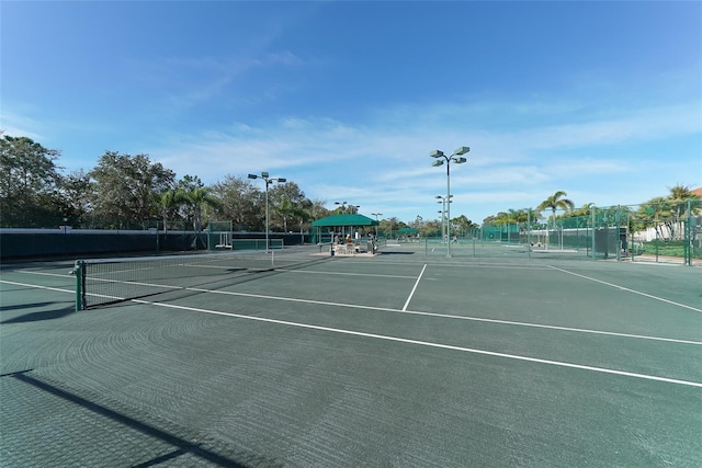 view of sport court with a gazebo