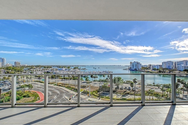 balcony with a water view