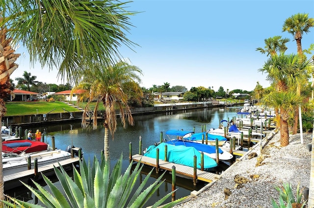 view of dock featuring a water view