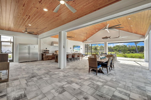 interior space with vaulted ceiling and wood ceiling