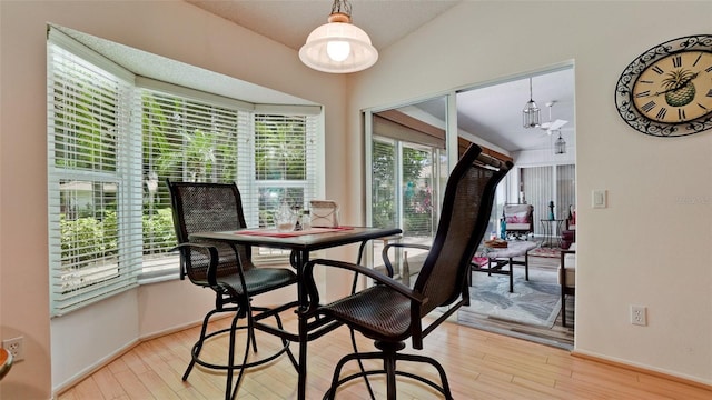 dining area with light wood-type flooring