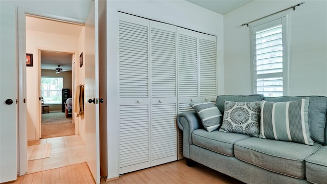 living room with light wood-type flooring